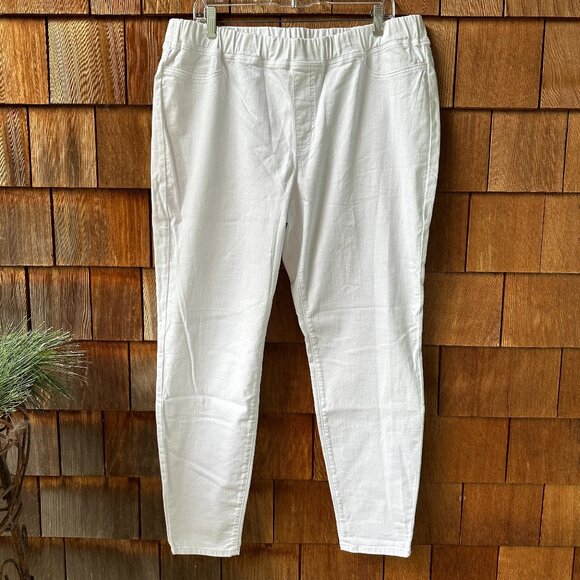EUC Eileen Fisher White Denim Elastic Waist Pull On Jeans in Women's X-Large - Picture 1 of 7